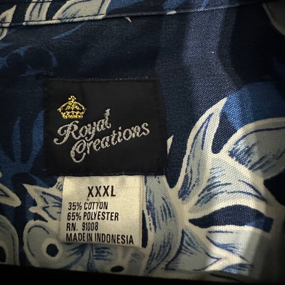Royal Creations men’s size XXXL cotton blend blue Hawaiian print button front sh - Picture 4 of 5